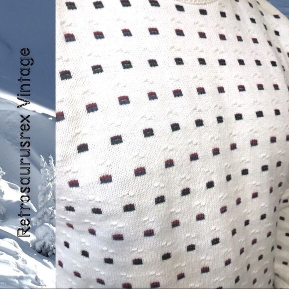 Vintage 1980's Antique White Men's Hipster Pullover Sweater,Large,Croft & Barrow - Picture 3 of 5